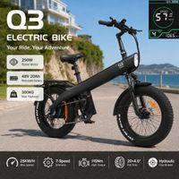bicicleta electrica hx q3 para adultos 250w 48v 20ah 960wh bateria extraible neumaticos gruesos 2040 frenos de disco hidraulicos de 115nm 7 velocidades portaequipajes trasero carga maxima