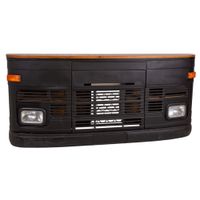 barra bar camion de madera y metal negro 240x40x100