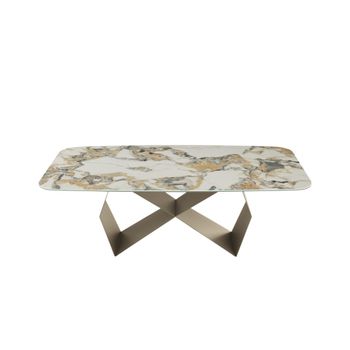 Mesa fija de cerámica dorada cm 210x110 75h