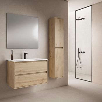 Mueble Jade 80 Cm 2c, Roble Hércules. Pack Mueble + Lavabo.