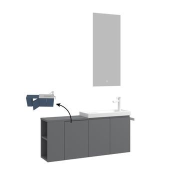 Conjunto De Mueble Con Lavabo Y Espejo (2 Piezas)  - 40 X 22 X 45 Cm - Gris Mate