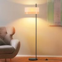 nettlife lampara de pie vintage tela blanca e27 interruptor de pie rustica salon dormitorio bombilla no incluida