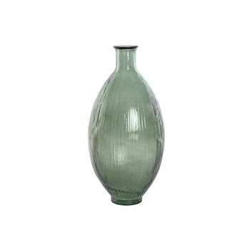 Jarron Cristal Reciclado 30x30x59 Rayado Verde