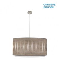 fabrilamp colgante con pantalla gris madera niquel modelo alexandra