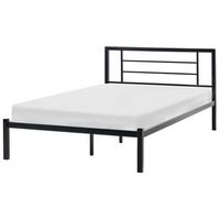 cama moderna 120 x 200 cm de metal somier de listones de madera maciza negro cusset