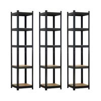 pack 3 estanterias modulares con 5 baldas ajustables negro 180x40x40cm 175kg thinia home