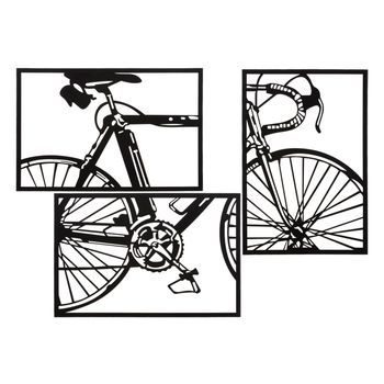 Juego De 3 Paneles De Bicicleta 3d De Metal Negro 40x1,3x60 Cm