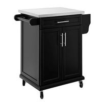 sobuy fkw110-sch carro de cocina carrito de servir multiusos estanteria con puerta y cajon tablero de acero inoxidable 83 x 46 x 90 cm negro es