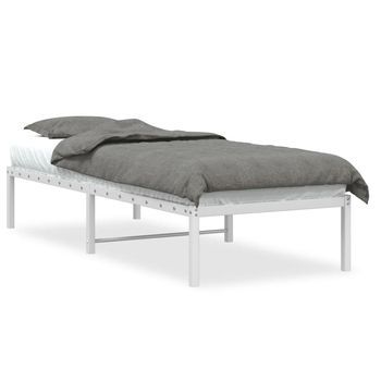 Cama Individual | Cama Para Adultos | Estructura De Cama Metal Blanco 75x190 Cm