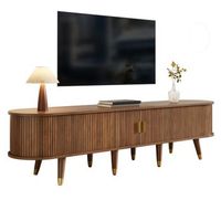 mueble de tv - mueble para salon - mdf y ratan - nogal 175x38x45cm