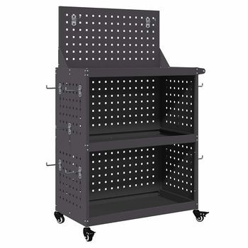 Carro De Herramientas Con Estante Negro 65 X 35 X 111 Cm Vidaxl