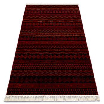 Orient 5132 Alfombra Burdeos / Negra Oriental, Con Flecos 100x200 Cm