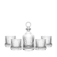 estuche de whisky en cristal rayado con jarra y 4 vasos