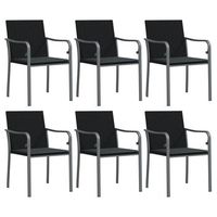 pack 6 uds sillas jardin  silla de exterior  sillon y cojines ratan sintetico negro 56x59x84 cm