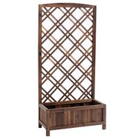 outsunny jardinera con celosia de madera para trepadoras cultivos plantas en terraza jardin balcon 60x30x1225 cm marron   aosom espana