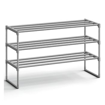 Zapatero De Varillas De Metal, Gris / 3 Niveles (30 x 92 x 55 cm )