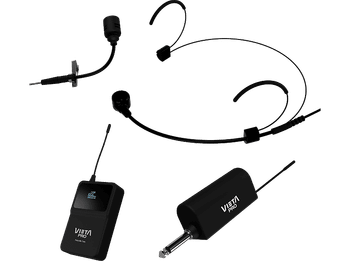 Micrófono - Vieta Pro Party Mic Twin, 40 Hz 15 KHz, Micro de solapa, Alcance 60m, Omnidireccional, Negro