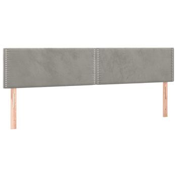 Cabecero Cama Mueble De Dormitorio Con Led De Terciopelo Claro 200 X 5 X 78/88 Cm Gris M02_0001480