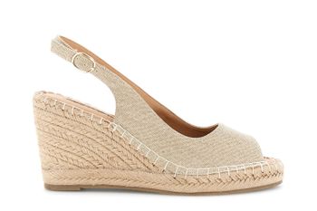 sandalias de lona con punta abierta camel 39