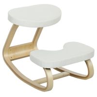 homcom asiento de rodillas asiento ergonomico de madera basculante silla de rodillas para oficina en casa crema   aosom espana