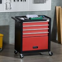 carro de herramientas de acero durhand 69x33x75 cm-negro y rojo