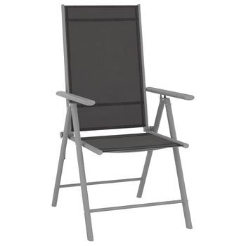 Juego De Muebles De Jardín 9 Piezas Negro Y Plateado