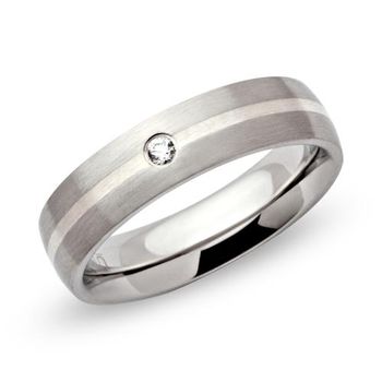 Anillo exclusivo de acero inoxidable circonita plateada 5mm