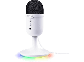 Micrófono - Trust GXT 234 Yunix, USB, 100 16000 Hz, Alámbrico,Iluminación RGB, Blanco