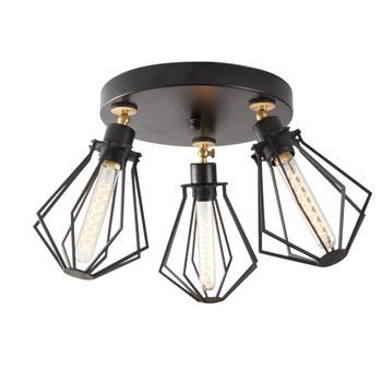 Lámpara De Techo Oylat-n-1041 Oro Negro Mdf Diámetro 56x31 Cm