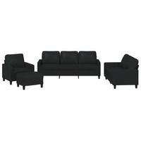 juego de sofas con cojines 4 piezas cuero sintetico negro vidaxl