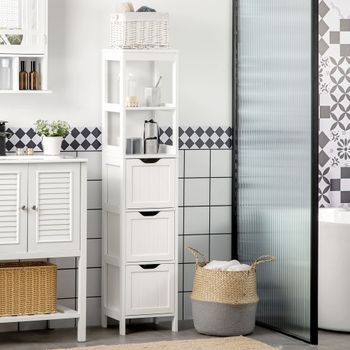 Columna De Baño De Mdf Homcom 30x30x141,6 Cm Blanco