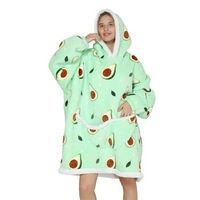 bata estilo sudadera y manta de felpa extrasuave bolsillo frontal tipo canguro diseno aguacates 85x1x79 cm color verde