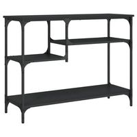 mesa consola  mesa de entrada  mesa auxiliar con estantes negro 100x35x75 cm