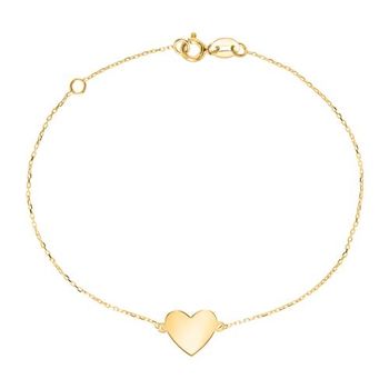 Pulsera de corazón para mujer en oro 9 quilates, grabable
