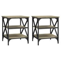 2 uds mesas auxiliares  mesita auxiliar  mesa de cafe madera roble sonoma 40x42x50 cm