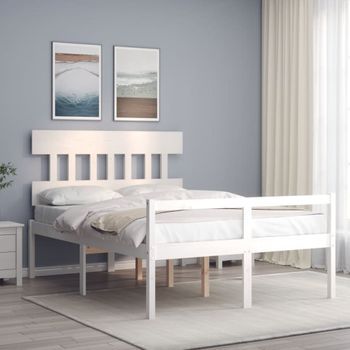 Cama Matrimonial | Cama Para Adultos | Cama Para Personas Mayores Con Cabecero Madera Maciza 140x190cm Cfw708560