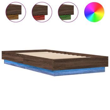 Estructura De Cama Con Luces Led Marrón Roble 75x190 Cm Vidaxl