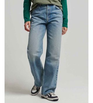 Superdry para mujer. W7010800A Jeans con pernera ancha azul (32/30), Casual, Denim, Algodón Orgánico, Sostenible