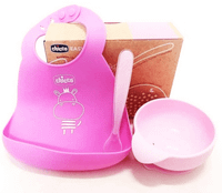 chicco set de comida silicona rosa 6m