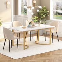 mesa de comedor metal rectangular marmol moderno patas ajustables blancodorado