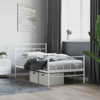 cama individual  cama para adultos  estructura cama metal con cabecero y pie cama blanca 90x200 cm cfw668356
