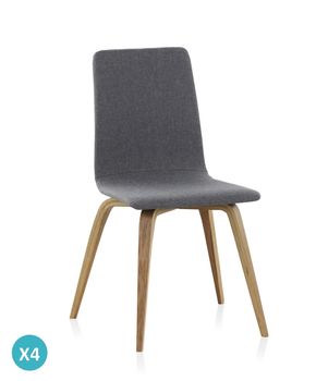 Pack de 4 sillas madera tapizadas en gris