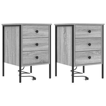 Juego De Mesitas De Noche - Armarios De Noche Gris Sonoma Madera Contrachapada Mc6962