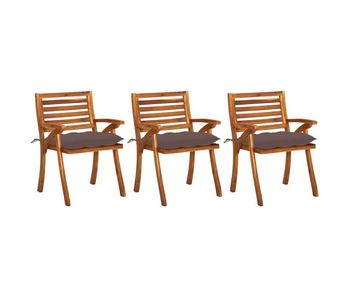 Sillas de comedor jardin con cojines 3 unidades madera maciza acacia