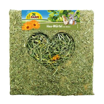 JR Farm Cubo de heno con flores - 2 x 450 g (grande) - Pack Ahorro