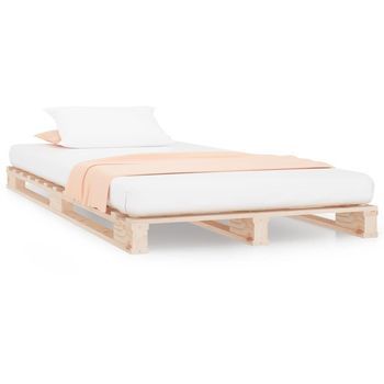 Cama De Palets De Madera Maciza De Pino 75x190 Cm Vidaxl