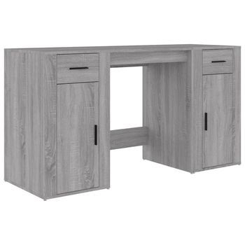 Escritorio Con Armario Contrachapada Gris Sonoma Vidaxl