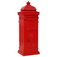 buzon de columna de aluminio estilo vintage inoxidable rojo vidaxl
