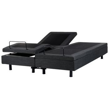 Cama Articulada Eléctrica Moderna Mando A Distancia Ajustable Sin Cabecero Poliéster Gris Oscuro 160 X 200 Cm Duke