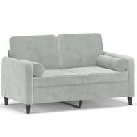 sofa de 2 plazas  sofa de salon  sofa de descanso con cojines terciopelo gris claro 120 cm